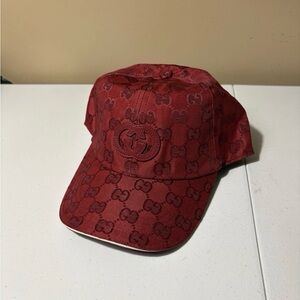 Gucci GG Nylon Baseball Hat Cap Red Brand New